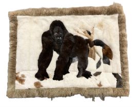 Alpaca rug/wall hanging depicting a gorilla on a cream background