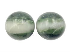 Pair of nephrite jade spheres