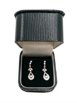Pair of silver cubic zirconia pendant stud earrings