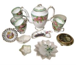 1930's Delphine Orchard tea service together with Belleek dishes etc