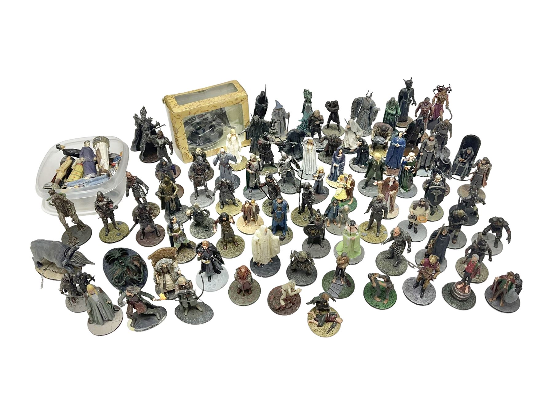 Approximately 80 NLP Lord of the Rings heavy metal painted figurines to include Fell Beast