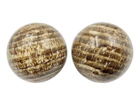 Pair of aragonite spheres