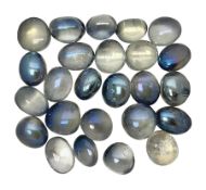 Collection of blue angle aura quartz tumble stones