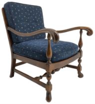 Early 20th century stained beech framed armchair