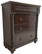 Victorian pine and mahogany chest