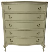 French classic design cream painted serpentine chest