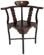 Chinese carved hardwood corner chair