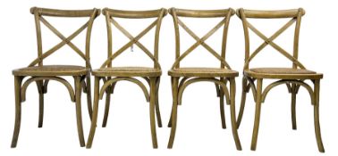 Set of four elm French farmhouse design dining chairs