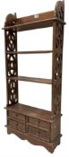 Small 20th century Chinese hardwood open bookcase