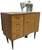 Mid-20th century teak sewing machine workstation