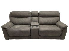 DFS - 'Vinson' two-seat electric reclining smart sofa upholstered in stitched grey fabric