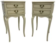 Pair of French classic design cream painted bedside tables