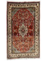 Small Persian Kashan crimson ground rug