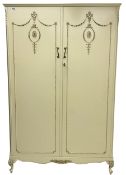French classic design cream painted double wardrobe