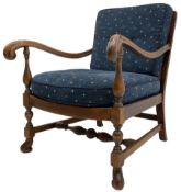 Early 20th century stained beech framed armchair