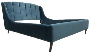 Bensons for Beds - 5' King-size bedstead upholstered in blue velvet