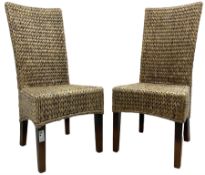 Pair of late 20th century high-back rattan side chairs