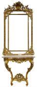 19th century giltwood and gesso console table and mirror