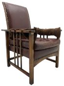 1930's hardwood-framed reclining armchair
