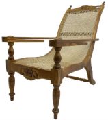 Late 20th century teak framed plantation chair