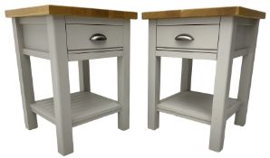 Pair of oak and painted lamp tables or bedsides