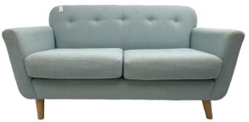 Marks & Spencer Home - two-seat sofa upholstered in buttoned pale blue fabric