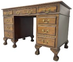 Early 20th century mahogany twin pedestal desk