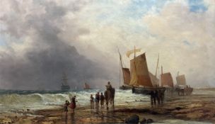 James Webb (British 1825-1895): Unloading on the Beach