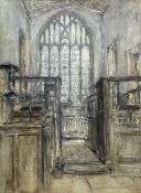 Rowland Henry Hill (Staithes Group 1873-1952): Interior of the Chapel of St Nicholas at Haddon Hall