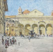 Edgar Wood (British 1860-1935): 'Piazza della Santissima Annunziata - Florence'