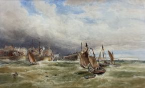 Robert Ernest Roe (British 1852-c1921): Scarborough Boats returning to Bridlington Harbour