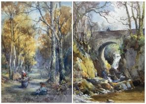 Owen Bowen (Staithes Group 1873-1967): The Faggot Gatherers & The Stone Bridge