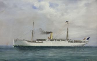 Vincenzo D'Eposito (Maltese 1886-1946): Ship's Portrait of the 'Ile de France'