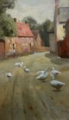 William Teulon Blandford Fletcher (Newlyn School 1858-1936): Village Street scene with Ducks