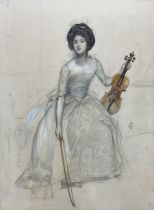 Joseph Walter West (British 1860-1933): Lady with Violin