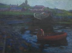 John Mackie (Scottish 1953-): Fishing Boat on the Edge of the Shore - 'Crail Fife'