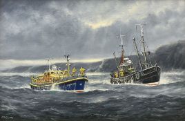 Jack Rigg (British 1927-2023): 'Longhope' Lifeboat TGB Assisting a Trawler