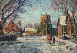 Herbert F Royle (British 1870-1958): Snow in a Wharfedale Village