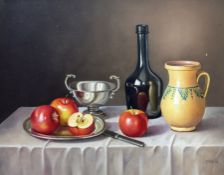 Andreas Gombar (Hungarian 1946-): Still Life of Apples