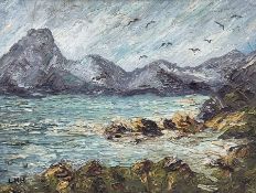 Letitia Marion Hamilton (Irish 1878-1964): Seabirds above a Rocky Coast