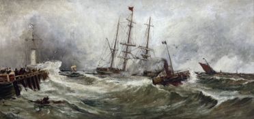 Theodor Alexander Weber (German 1838-1907): French Tug Boat entering Calais Harbour