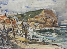 Rowland Henry Hill (Staithes Group 1873-1952): Cowbar Nab from Seaton Garth - Staithes