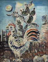 Gerard Hordyk (Dutch 1899-1958): Cockerel before Cacti