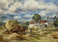 Rowland Henry Hill (Staithes Group 1873-1952): Harvesting at Ellerby