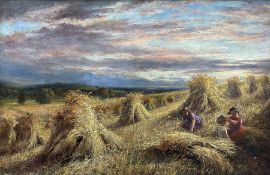 George Lucas (British fl.1863-1899): Children Playing among Corn Stooks