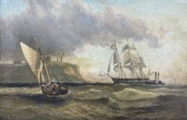 John Syer Jnr (British 1846-1913): Sail and Steam Boats off Tynemouth Priory