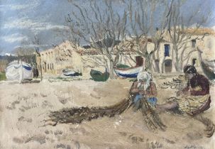 Enslin Hercules DuPlessis (South African 1894-1978): 'Mending Nets'