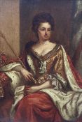 After Sir Godfrey Kneller (German/British 1646-1723): Seated Portrait of Queen Anne with Crown and S