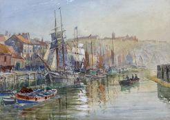 Charles John de Lacy (British 1856-1929): Sailing Vessels Moored at Dock End Whitby