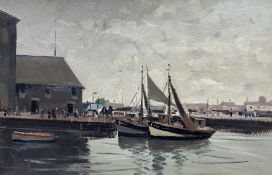 Roy Petley (British 1950-): Fishing Boats by the Quayside Honfleur